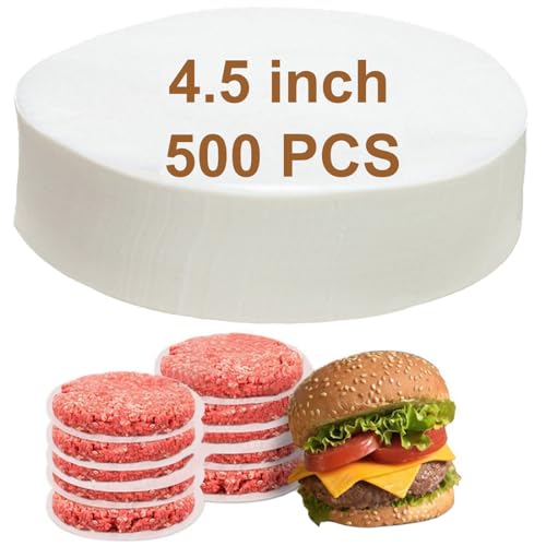 500pcs Hamburger Patty Paper Rounds White Parchment Paper Non-Stick Food Grade Burger Paper Sheets for Burger Press/Separating Frozen Patties (4.5