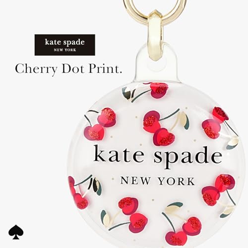 Image of kate spade new york AirTag Holder with Gold Ring Clip - Cherry Dot | Stylish, Anti-Scratch, and Protective Case for Apple AirTag - Attaches Securely to Bags, Luggage, Keys, Purse, Totes & More