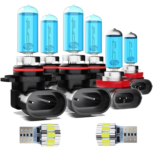 Image of headlight bulbs Compatible With Sonata 2015 Halogen lights,9005 High Beam+ 9005 Low Beam+ h11 Fog Lights Kits+ License Plate Lights,Plug N Play,Pack of 8