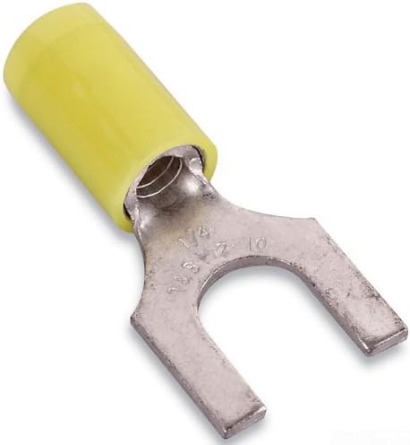 Stakon RC10-10F Fork Terminal, Standard, Nylon Insulated, 1-Inch Length by 0.37-Inch Width, Yellow, 50-Pack