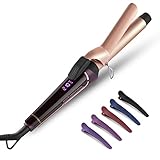 Rizador Pelo Profesional Temperatura 120°-210°C Pinzas Rizadoras Tenacillas Pelo Onduladores de Pelo Cerámico 25mm Guante Protector