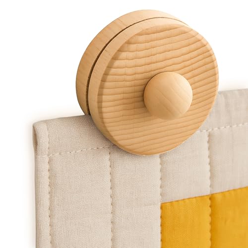 Image of LULUTION Tapestry Wall Hangers Clips 4 Pack - Quilt Hanger for Wall for Display, Quilt Rack - Rug Hangers for Walls, Round Clamps for Blankets and Other Textile (Natural)