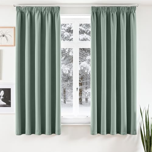 Vangao Rideau Occultant Galon Fronceur Salon Fenetre Chambre Balcon Rideaux Thermiques 140L x 175H cm Lot de 2 Opaque Moderne Interieur pour Rail Decoration...