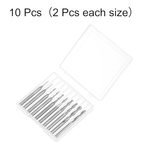 Uxcell A24031400UX0707 10Pcs Ball Nose End Mills Cnc Router Bits, 1/8 Inch Shank 1.0-3.175Mm Spiral Upcut 2 Flutes Solid Carbide Cutter Milling Tools thumb #5