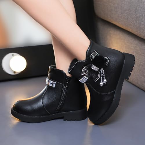 Girls Ankle Boots Cute Dress Boots Side Zip Non-Slip Short Boots Cute Bow Booties Toddler Little Kid Big Kid3