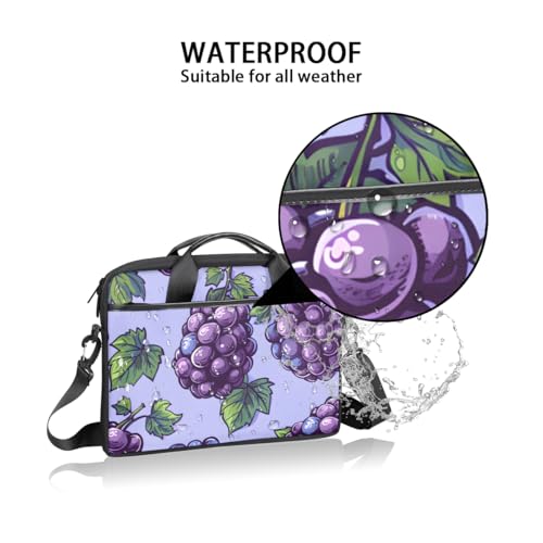 Purple Grape Fruit Pattern Laptop Bag for Women Men 13-15 Inch Computer Briefcase Bag Lightweight Notebook Shoulder Messenger Bag3
