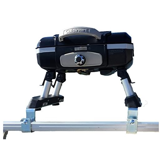 Extreme Marine Products Cuisinart Grill Modified for Pontoon Boat with Arnall's Stainless Grill Bracket Set Black