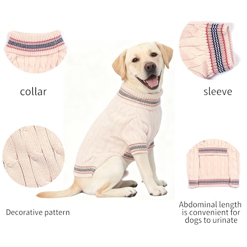 Image of Small /Medium Dog Sweater, Warm Dog Winter Coat w /Sleeves, Comfortable High Neck & Leash Hole, Premium Dog Clothes for Labrador-Best for Holidays, Daily Walks XL White