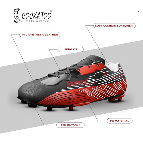 Image of Cockatoo FS01 Adult Football Shoes, PVC Synthetic Leather Football Shoes for Men, Lightweight Comfort & Maximum Grip, Tested with No Cracks Upto 1Lakh Kicks