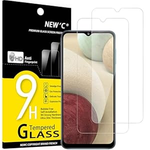 NEW'C 2 Stuks, Screenprotector voor Samsung Galaxy A12, Galaxy A02s, Gehard Glass Schermbeschermer Film 0.33 mm ultra transparant, ultra resistent