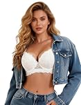 ohyeahlady Women's Push Up Bra Lace Soft Padded Underwire Bras Plus Size Full Coverage Bra White 40D