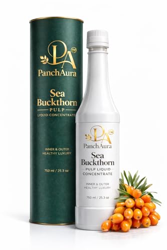 Image of PanchAura Himalayan Sea Buckthorn Juice Pulp Concentrate 750 ML | Cold Pressed from Ladakh Berries | Natural Vitamin C, Omega 3-6-7-9 & Antioxidants | Supports Immunity, Skin Glow & Gut Health