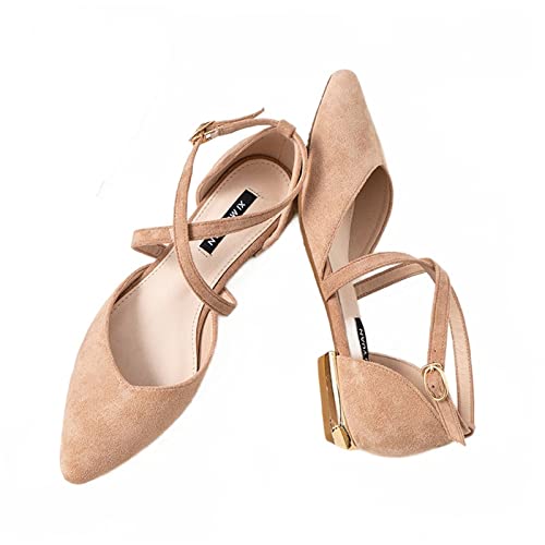 Julymens Women's Pointed Toe Ballet Flats Cross Ankle Strap D'Orsay Mary Janes2