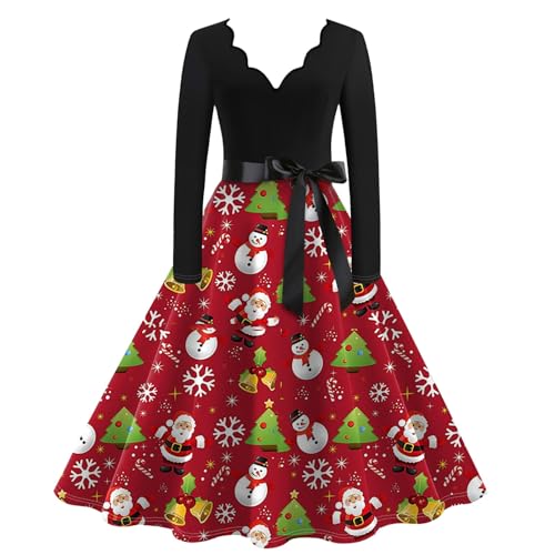 Robe Noël Femme Fille Col Rond Robe Tunique Élégant Plage