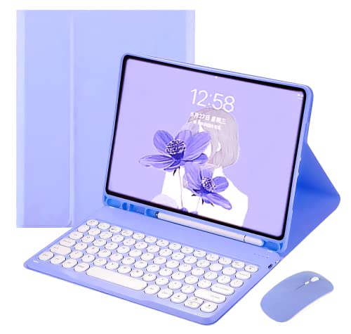 Galaxy Tab A9+ A9 Plus 11 inch keyboard case 2023 Released SM-X210/X215/X216 with mouse Magnetic Detachable Bluetooth keyboard Slim flip leather case (Purple)