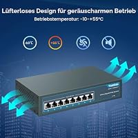 YuanLey 8 Port Gigabit PoE Switch, 8 PoE+ Port 1000Mbps, 120W 802.3af/at, Metal Fanless Unmanaged Plug and Play – Ansicht 6