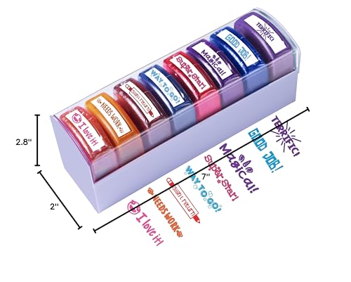 Tickselect Teacher Stamps for Classroom Grading 8PCS - Rectangular Self Inking Colorful Set for Teachers Gifts with Motivational Encouraging Messages -Homeschool & Teacher Supplies - Image 7