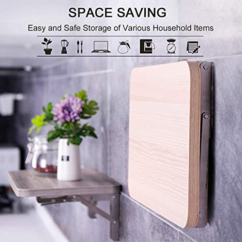 Image of YUMORE Folding Shelf Brackets 8 inch, Max Load: 300lb Heavy Duty Stainless Steel Collapsible Shelf Bracket for Table Work Bench, Space Saving DIY Bracket, Pack of 2
