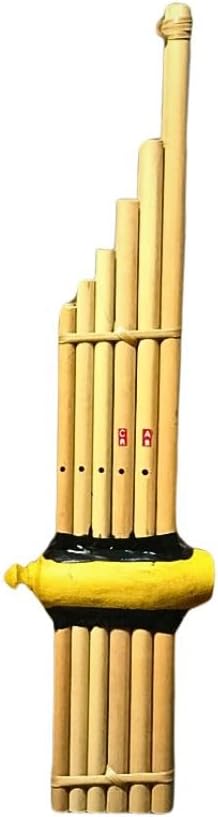 Generic Wooden Craft bamboo Music Thai Khaen Mini Instrument Beginner Level 6 Notes Isan Lao Mouth Organ Musical Traditional Kan Flute Key Folk Kids, brown