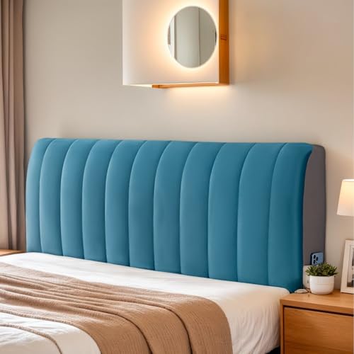 HEADBOARD Dehnbare und Weiche Samt Kopfteilhusse, Waschbarer und Staubdichter Betthauptschutz, Elastische und Dekorative Kopfteilabdeckung für Doppelbett/King,D,200cm