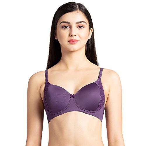 Image of Jockey 1816 Women Wirefree Padded Soft Touch Microfiber Elastane Stretch Full Coverage T-Shirt Bra with Lace Styling