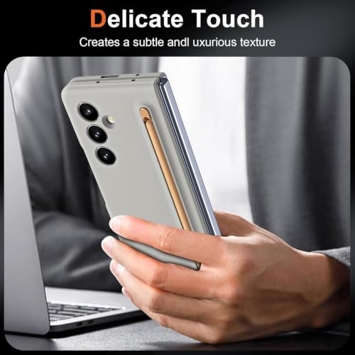 Image of TechTrendz Item Name for Samsung Galaxy Z Fold 8 Ultra Back Cover with Built in Compact S Pen Holder and Storage Slot Matte Protective Case Compatible with Galaxy Fold 8 Ultra Light Gray