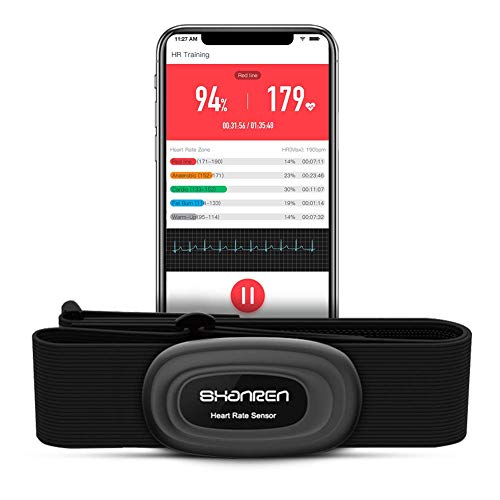 Shanren Heart-Rate-Monitor Chest Strap, Beat 20 Rechargeable HR Sensor, Vibration Alert, Built-in Memory