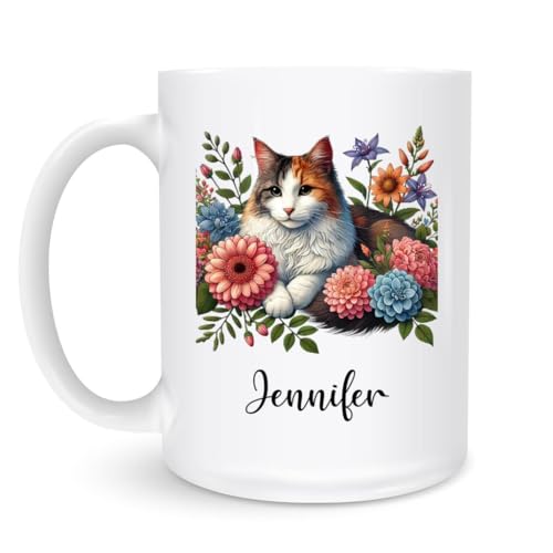 Personalized Cat Coffee Mug 11 Oz 15 Oz, Custom Name Cat Mug, Ceramic Cat Lovers Mug, Custom Cat Coffee Cup, Unique Cat Breed Design Mug for Pet and Animal Enthusiasts