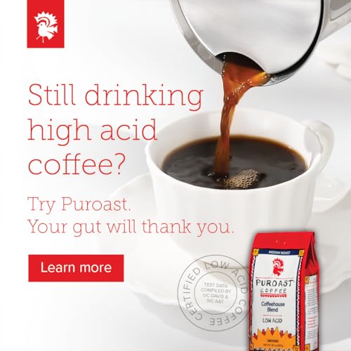 Puroast Low Acid Coffee| House Blend Single Serve Pods | Medium Roast | High Antioxidants & High pH |No Bitter Aftertaste | Reduced Heartburn & GERD Friendly | 72 Count - Compatible with Keurig Brewer