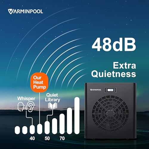 VARMINPOOL 16000 BTU Above Ground Pool Electric Pool Heater for Pools up to 5400 Gallons, Swimming Pool Heater with WiFi Control App, 110V Pool Heat Pump with Titanium Heat Exchanger