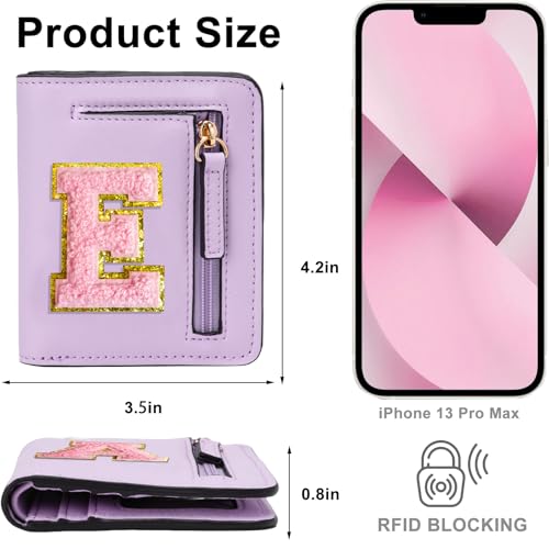 Image of Birthday Gifts for Teen Girl Kids Wallet Little Girl Wallets | Small Initial Kid Wallet for Girl Rfid Wallet Preppy Stuff Gifts for Girls 8-12 Purple E