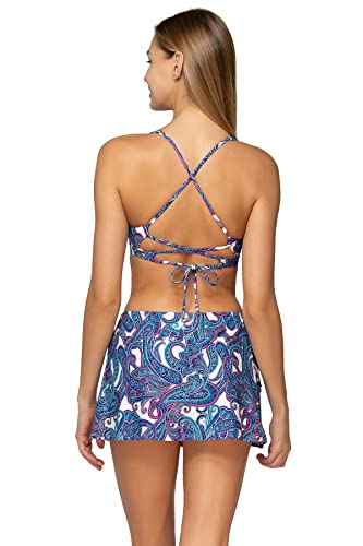 Sunsets Sporty Swim Skirt Women's Swimsuit Skirted Bikini Bottom With Side Pocket, Regatta Paisley, Medium #TOP4