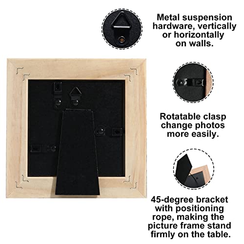 Core Art 6X6 Picture Frame, Handmade Wood Rustic Gray (Grey) Photo Frame Set Of 2, High Definition Semi-Tempered Glass Wall Or Tabletop Display #TOP4