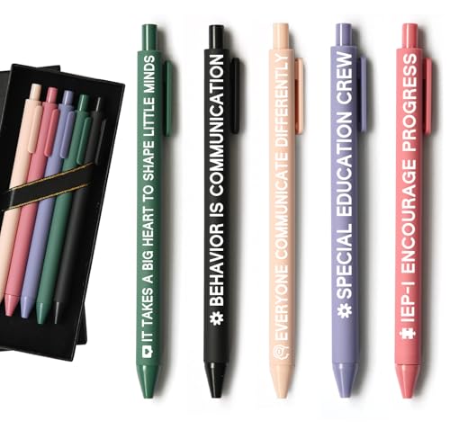 BSHELLOE Special Education Teacher Gifts, Sped Teacher Gifts, 5Pcs Gel Ballpoint Pens - 1.0mm Black Ink