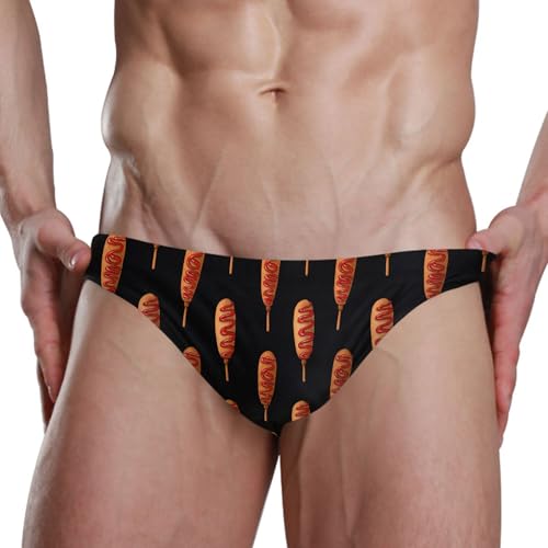 Corn Hot Dog Stick Swim Briefs for Men Swimsuit Bikini Swimwear S B04047324