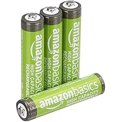 Amazon Basics - Pilas AAA recargables de alta capacidad, precargadas, paquete de 4 (el aspecto puede variar)