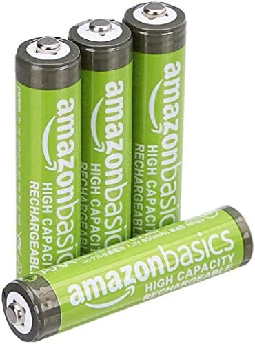 Amazon Basics 4-Pack Rechargeable AAA NiMH High-Capacity Batteries, 850 mAh, Recharge up to 500x Times, Pre-Charged