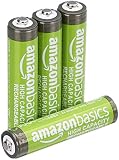 Amazon Basics 4er-Pack wiederaufladbare AAA-NiMH-Akkus mit hoher Kapazität, 850 mAh, 1,2 V, bis zu 500-mal aufladbar, vorgeladen