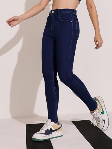 Image of Dolce Crudo Women's Skinny High Rise Bleached Cropped Stretchable Denim Jeans