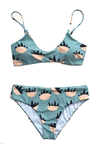 CUPSHE Women's Bear Claw Printing Padding Bikini Set Swimsuit Beach Swimwear Bathing Suit (M) Multicolor