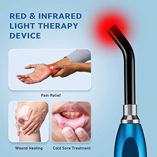 Red Light Therapy Cold Sores Treatment&Fever Blister,Canker Sore Mouth Sore Relief, Nose Ear Knee Hands Joint Muscle,Handheld Infrared Red Light Therapy Device For Body Face(Blue) #TOP4