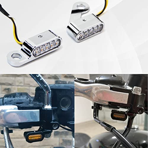 Skuntuguang Universal Motorcycle Led Turn Signals Handlebar Marker Lights Front Mini Size Blinkers For Universal For 12V Motorcycle With 10Mm Mirror Stem Mounting Bolts (Silver) #TOP27