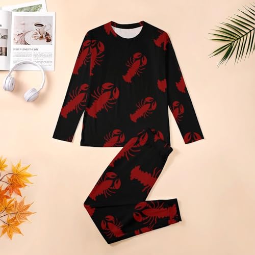 Lobster Men's Pajamas Set Long Sleeve Sleepwear Soft 2 Piece Loung Set Pjs with Pockets3