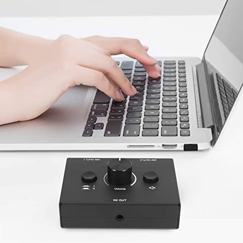 FEETER 3.5mm Audio Switcher, 2 Input 1 Output/1 Input 2 Output Audio Splitter Switcher, Audio Switcher Box, One-Key Mute Button