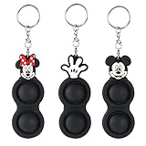 oqpa Fidget Simple Dimple Dimples Mini Bubble Flipping Keychain Toy Toys Kawaii Funny Keychains Chain Cartoon Design Fun Cute Cool Silicone for Girls Boys Kids Teen - 3 Pack (Minnie+Mickey+Palm)
