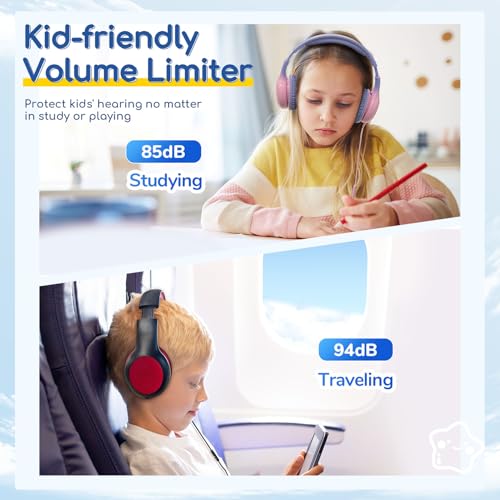 Image of EarFun K1 Kids Headphones Wired with Microphone, Typc-C, 85 /94dB Volume Limit Headphones for Kids, Portable Wired, Stereo Sound, Foldable Headset for Tablet /iPad /Kindle (Gradient Violet)