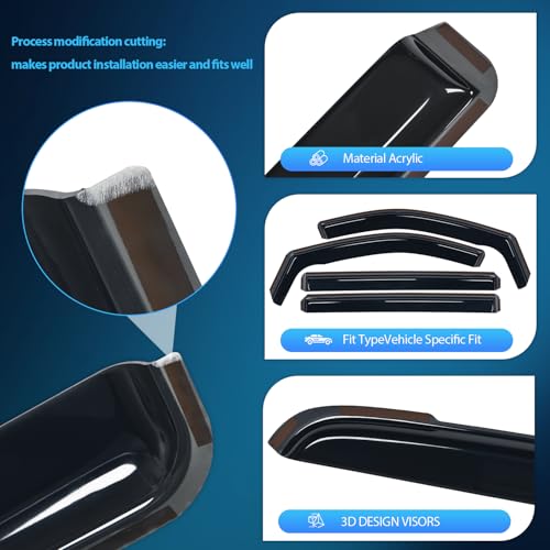 Image of Nilight in-Channel Window Visors for Dodge Grand Caravan 2008-2023, 4PCS