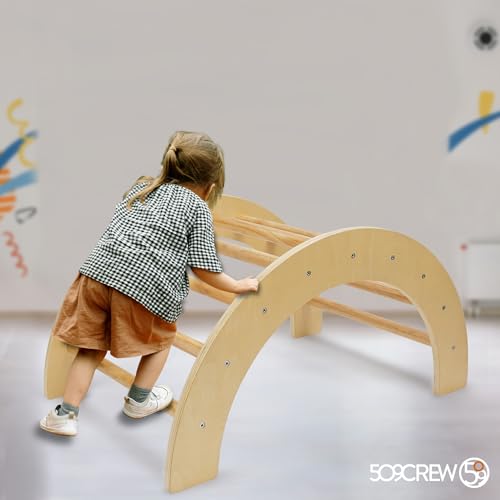 Foto von 509 Crew Zoo 2in1 Kletterbogen mit Rutsche/Kletterbrett-Set, Indoor- und Outdoor-Spielhalle, Montessori-Klettergerüst, Farbe Natur