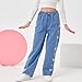 Rolanko Girls Baggy Jeans Elastic Wide Leg Stretch Denim Pants Loose Kids Clothes (Colorful Butterfly, 11-12 Years)