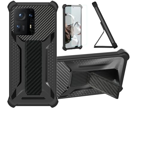 bojioderf Funda para Xiaomi Mi Mix 4 Funda Carcasa Case Cover [con Protector de Pantalla de Cristal Templado] Híbrida [Soporte Plegable Magnético] [Esmerilado antihuellas] Negro
